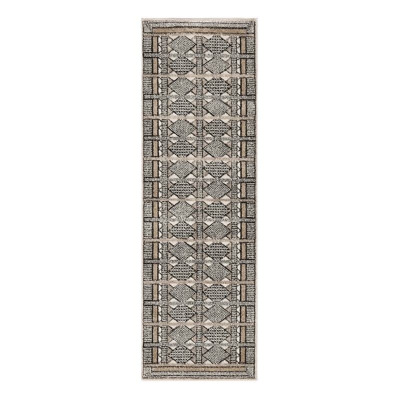 Nourison Nordic 6' Runner Ivory Multi-Color Fabric Area Rug