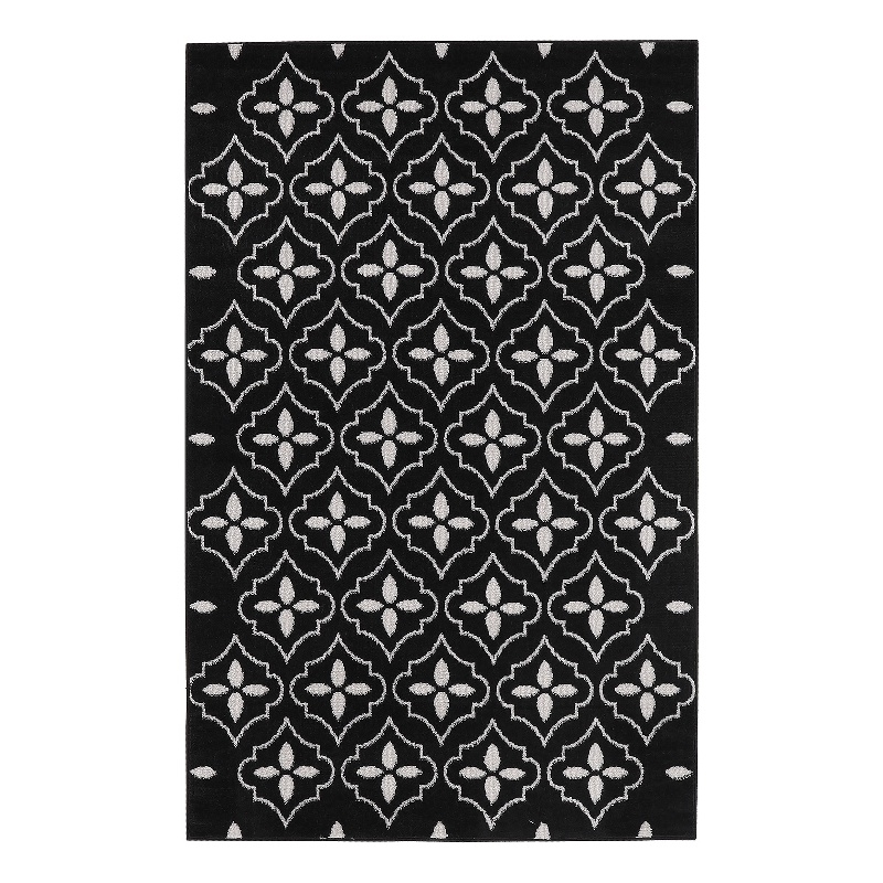 Nourison Essentials 4' x 6' Black Ivory Fabric Area Rug