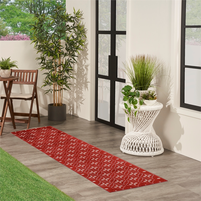 Nourison Essentials 8' Runner Brick Ivory Fabric Area Rug