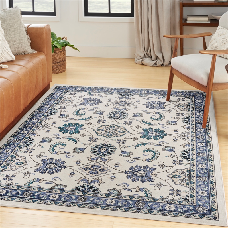 Nourison Essentials 4' x 6' Ivory Blue Fabric Area Rug