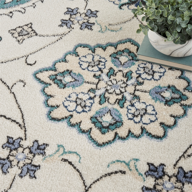 Nourison Essentials 4' x 6' Ivory Blue Fabric Area Rug