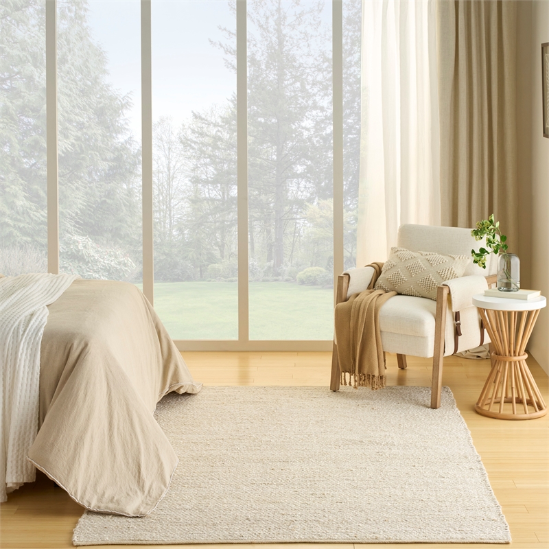 Nourison Natural Jute 5' x 7' Ivory Fabric Area Rug