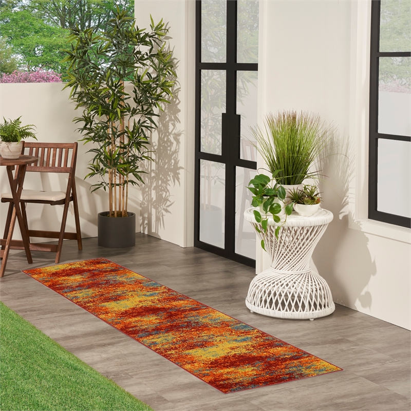Nourison Essentials 6' Runner Flame Fabric Area Rug