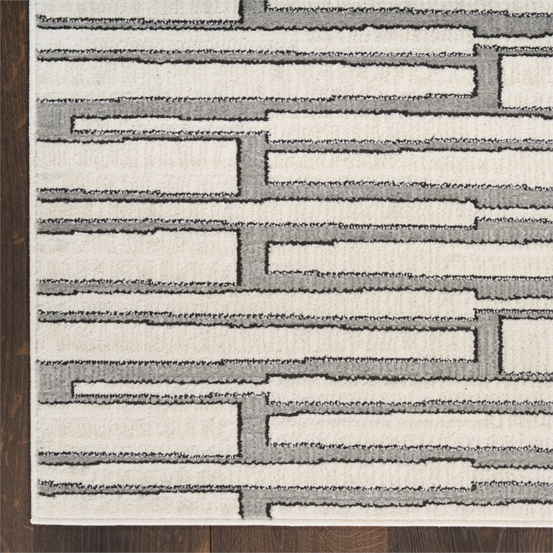 Nourison Nordic 4' x 6' Ivory Gray Fabric Area Rug