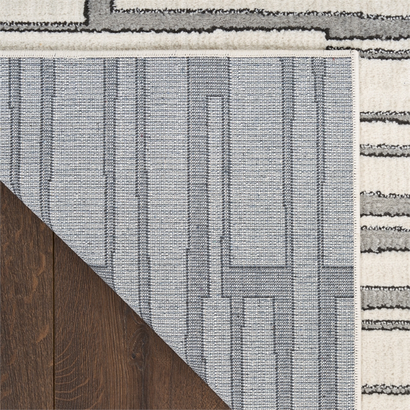 Nourison Nordic 4' x 6' Ivory Gray Fabric Area Rug