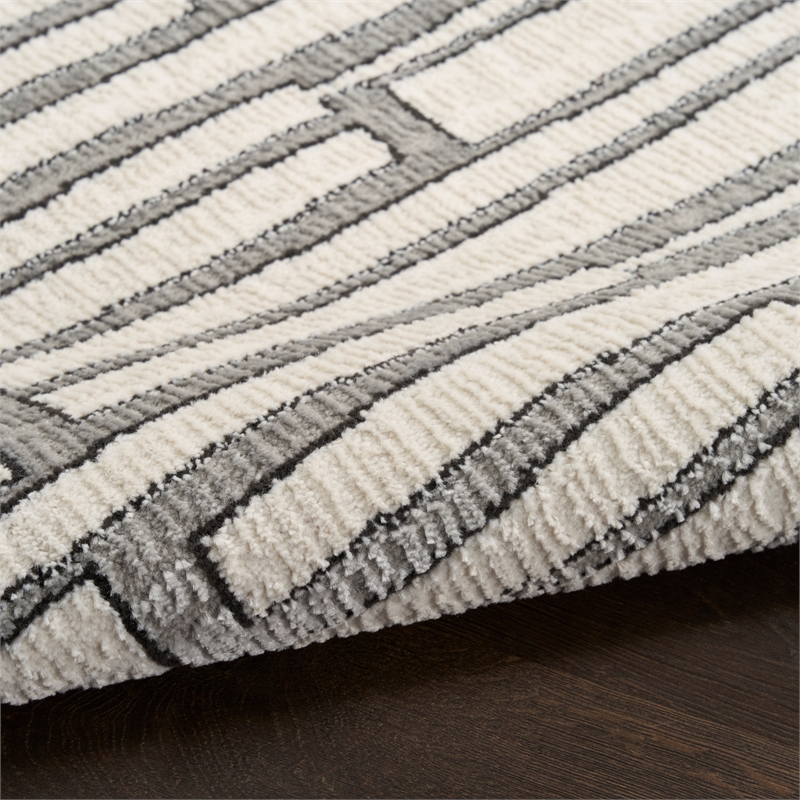 Nourison Nordic 4' x 6' Ivory Gray Fabric Area Rug