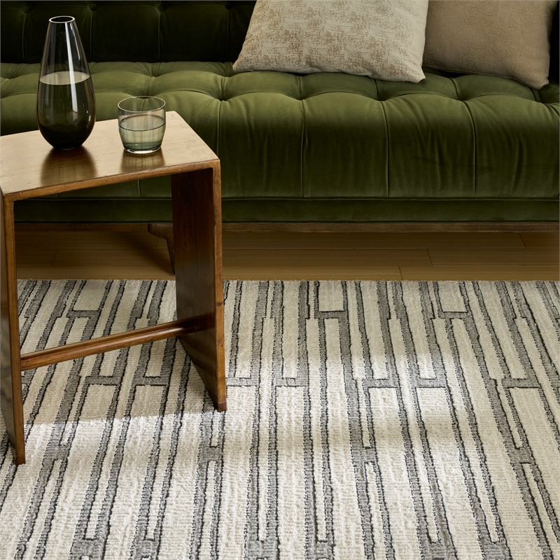 Nourison Nordic 4' x 6' Ivory Gray Fabric Area Rug