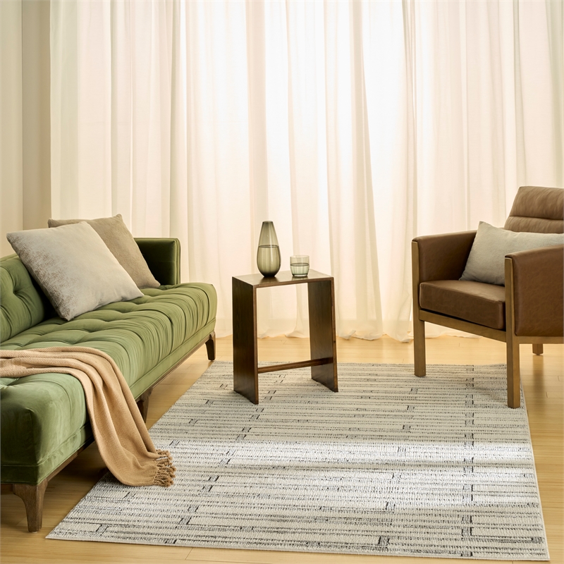 Nourison Nordic 4' x 6' Ivory Gray Fabric Area Rug