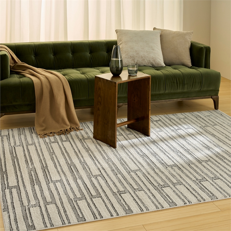 Nourison Nordic 4' x 6' Ivory Gray Fabric Area Rug