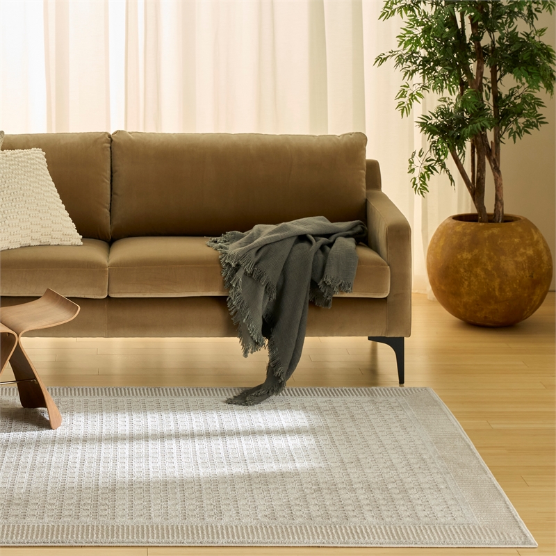 Nourison Nordic 4' x 6' Beige Fabric Area Rug