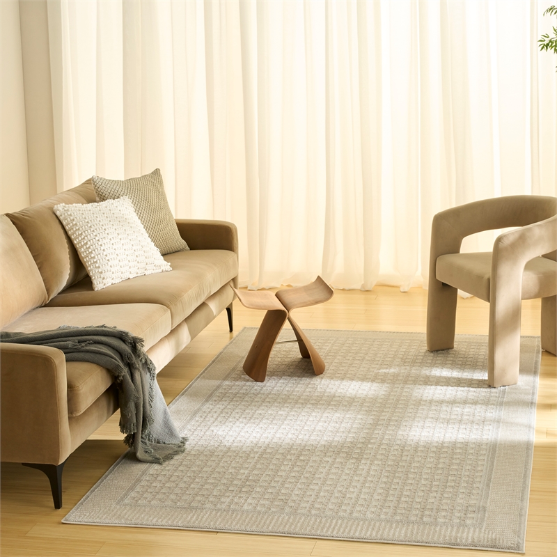 Nourison Nordic 4' x 6' Beige Fabric Area Rug