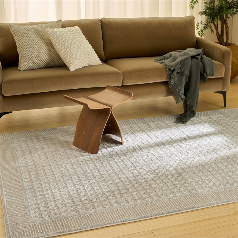 Nourison Nordic 4' x 6' Beige Fabric Area Rug
