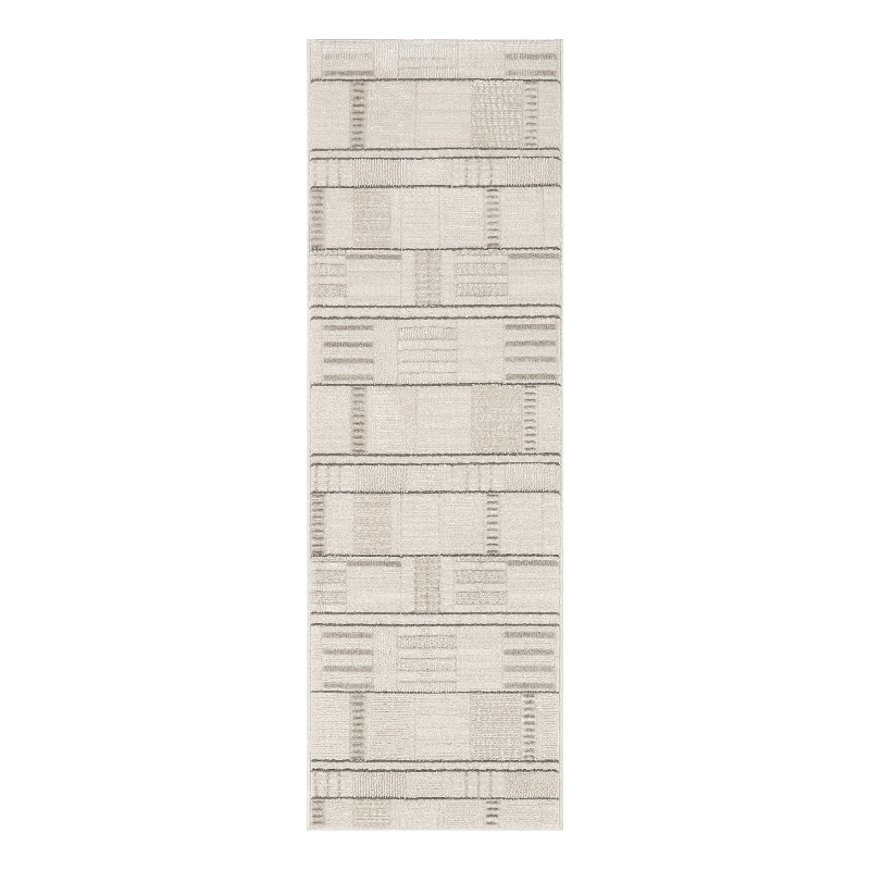 Nourison Nordic 6' Runner Ivory Gray Fabric Area Rug