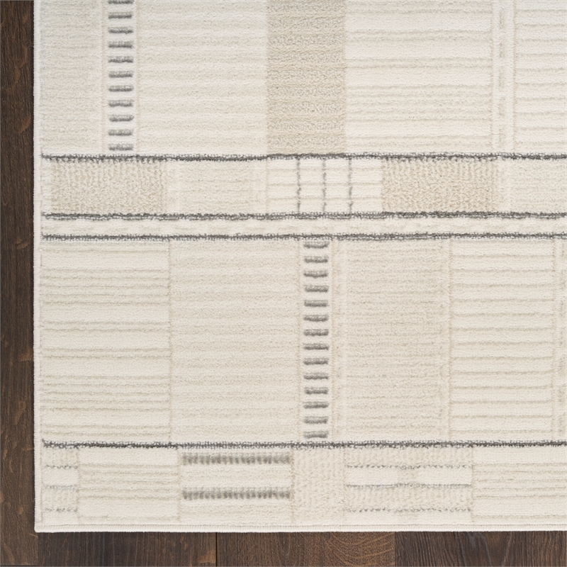 Nourison Nordic 4' x 6' Ivory Gray Fabric Area Rug