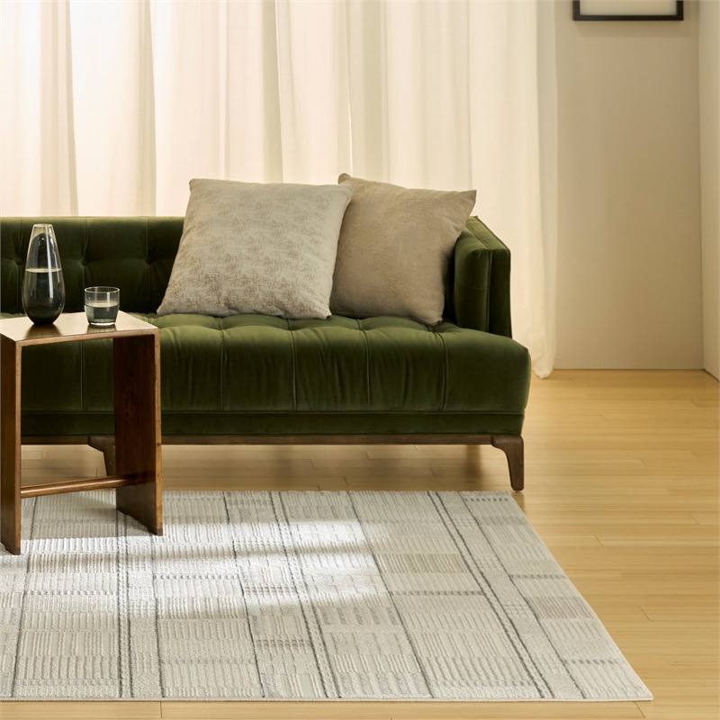 Nourison Nordic 4' x 6' Ivory Gray Fabric Area Rug
