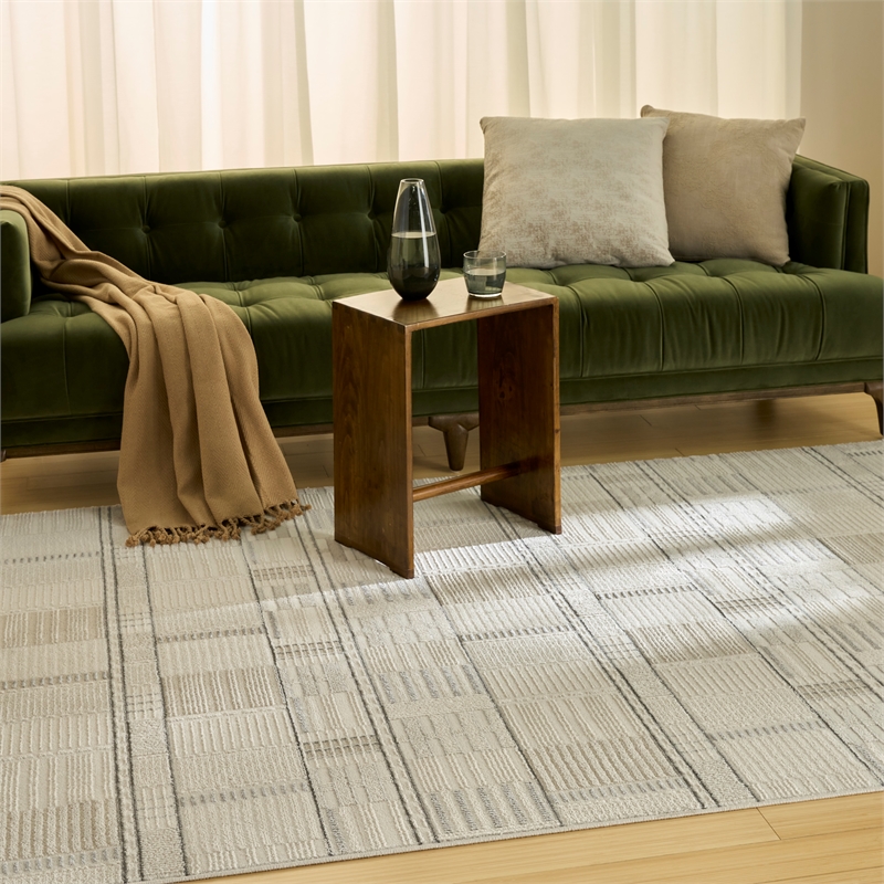 Nourison Nordic 4' x 6' Ivory Gray Fabric Area Rug