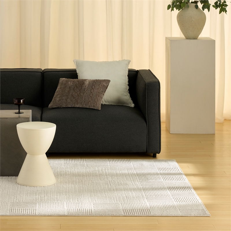 Nourison Nordic 4' x 6' Ivory Gray Fabric Area Rug