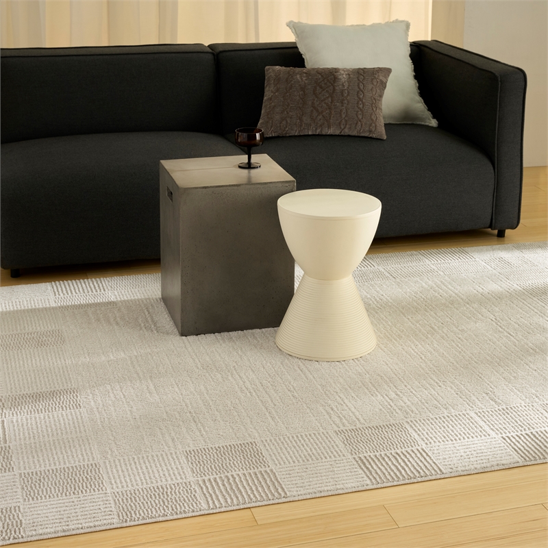 Nourison Nordic 4' x 6' Ivory Gray Fabric Area Rug
