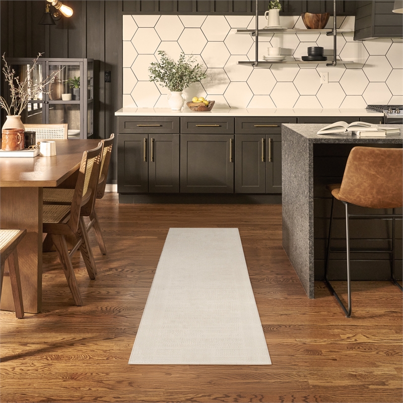 Nourison Nordic 6' Runner Ivory Fabric Area Rug