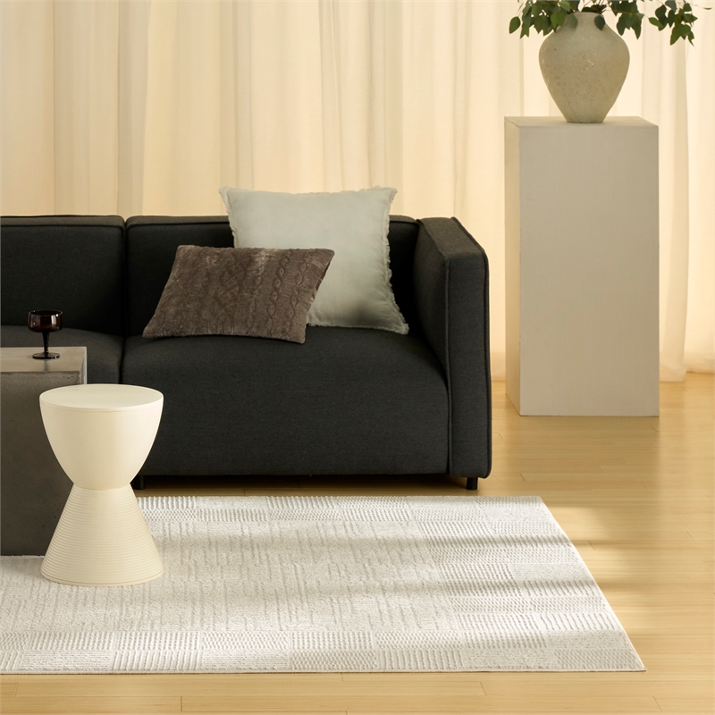 nourison nordic 4' x 6' ivory fabric area rug