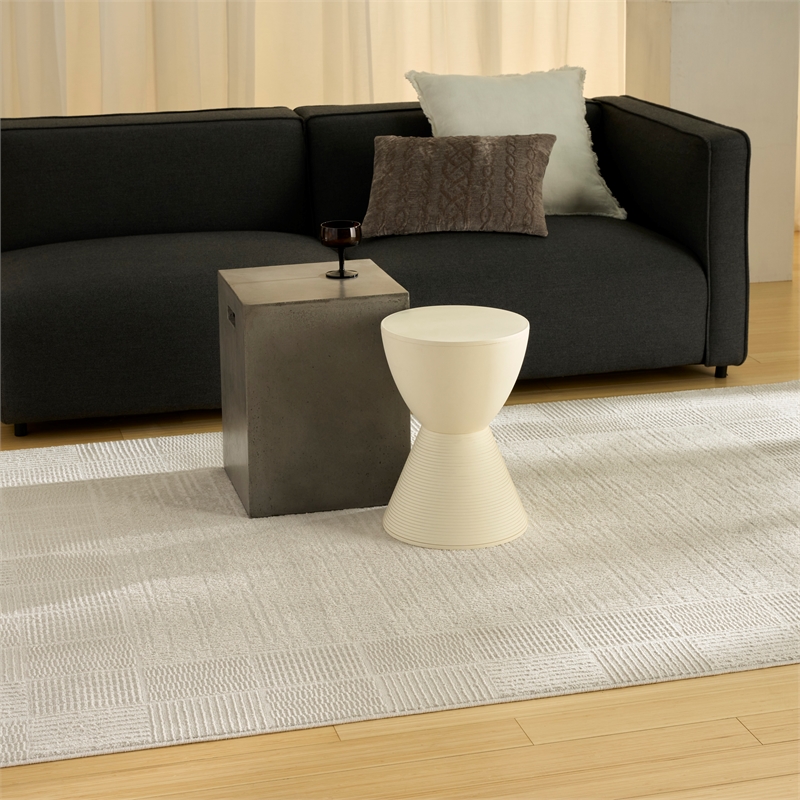 nourison nordic 4' x 6' ivory fabric area rug