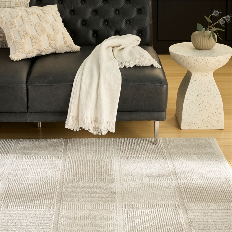 Nourison Nordic 4' x 6' Ivory Beige Fabric Area Rug