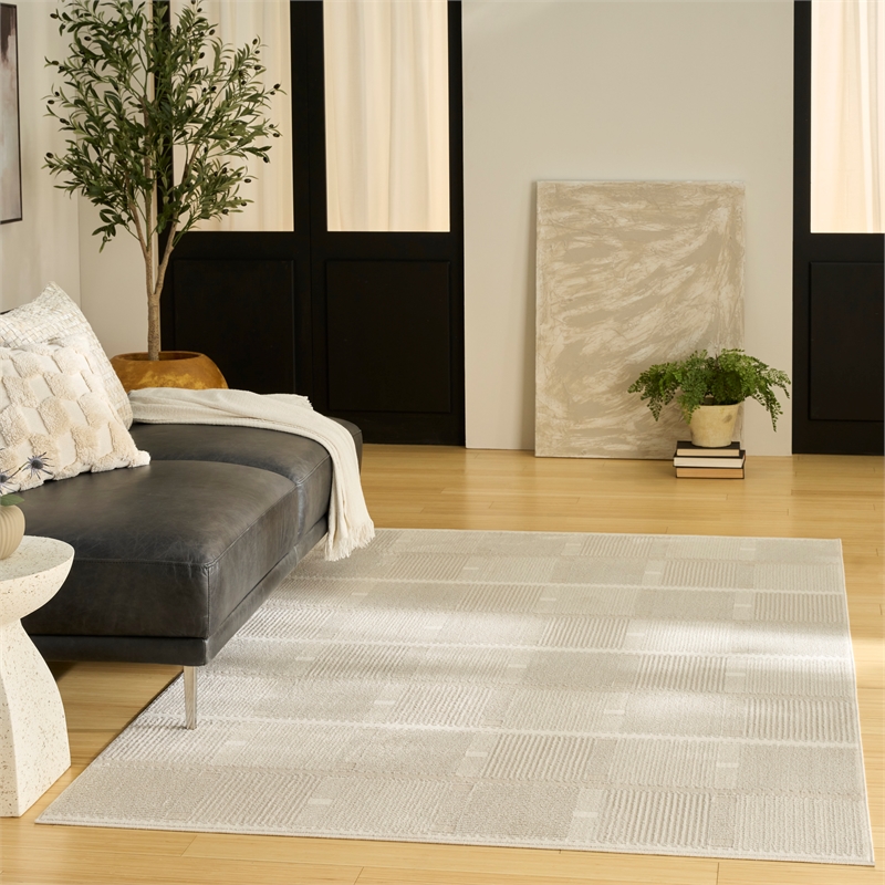 Nourison Nordic 4' x 6' Ivory Beige Fabric Area Rug