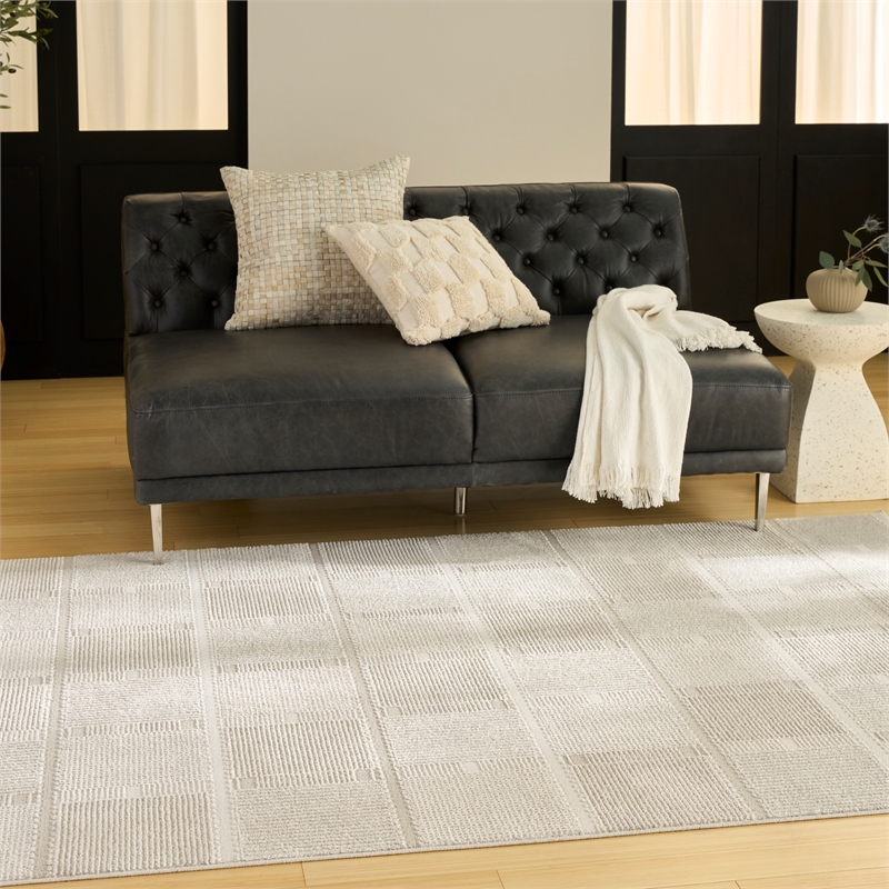 Nourison Nordic 4' x 6' Ivory Beige Fabric Area Rug