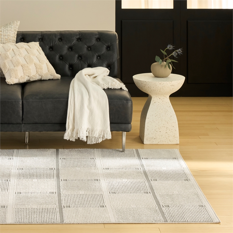 Nourison Nordic 5' x 7' Ivory Gray Fabric Area Rug