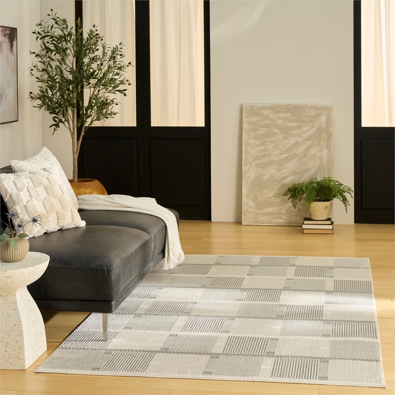 Nourison Nordic 5' x 7' Ivory Gray Fabric Area Rug