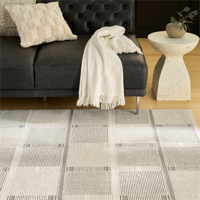 Nourison Nordic 5' x 7' Ivory Gray Fabric Area Rug