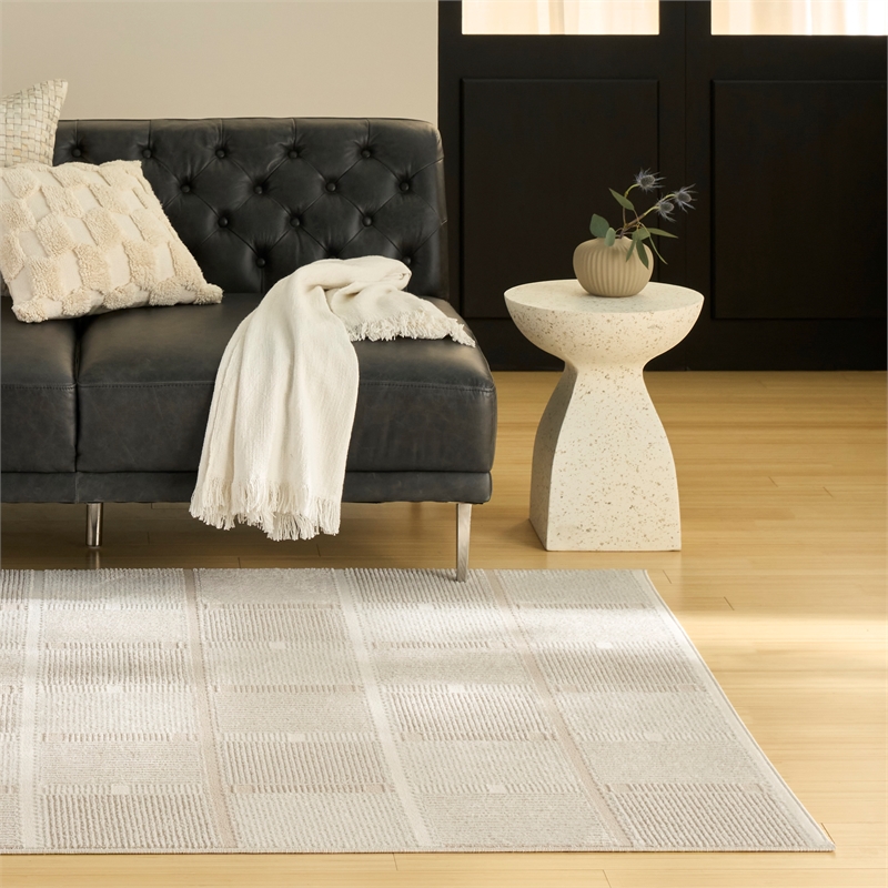 Nourison Nordic 4' x 6' Ivory Taupe Fabric Area Rug