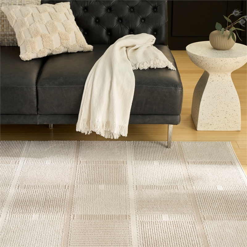 Nourison Nordic 4' x 6' Ivory Taupe Fabric Area Rug