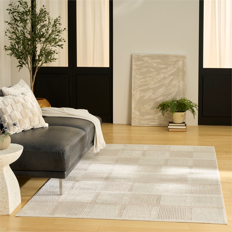 Nourison Nordic 4' x 6' Ivory Taupe Fabric Area Rug