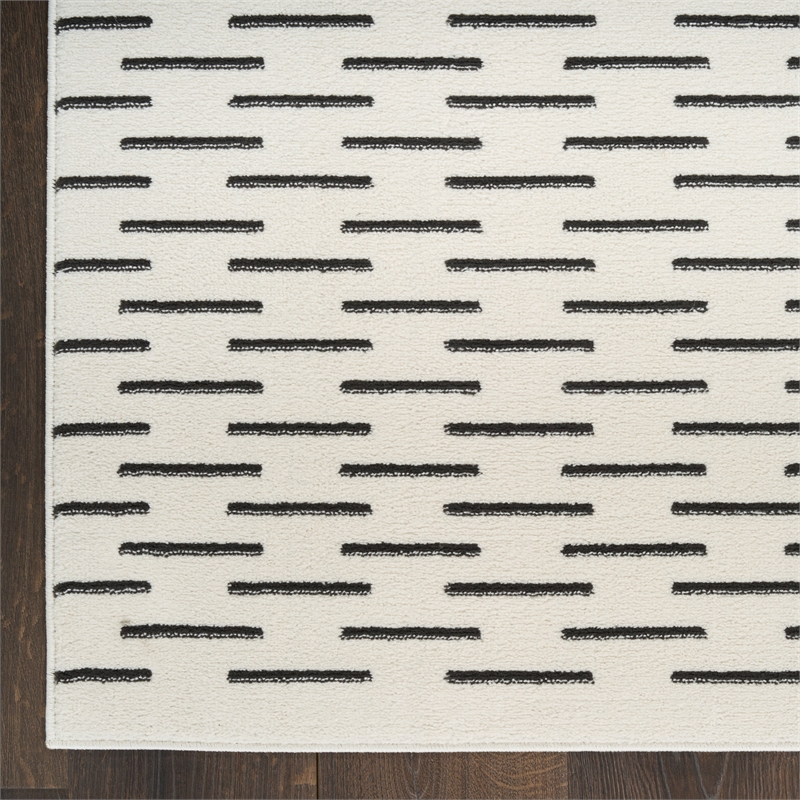 Nourison Nordic 4' x 6' Ivory Black Fabric Area Rug