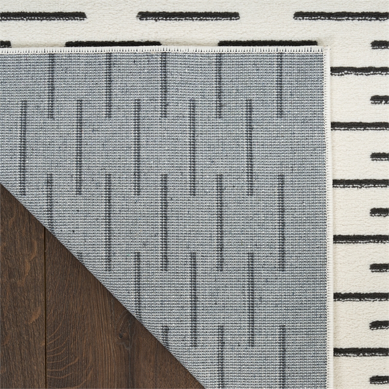 Nourison Nordic 4' x 6' Ivory Black Fabric Area Rug