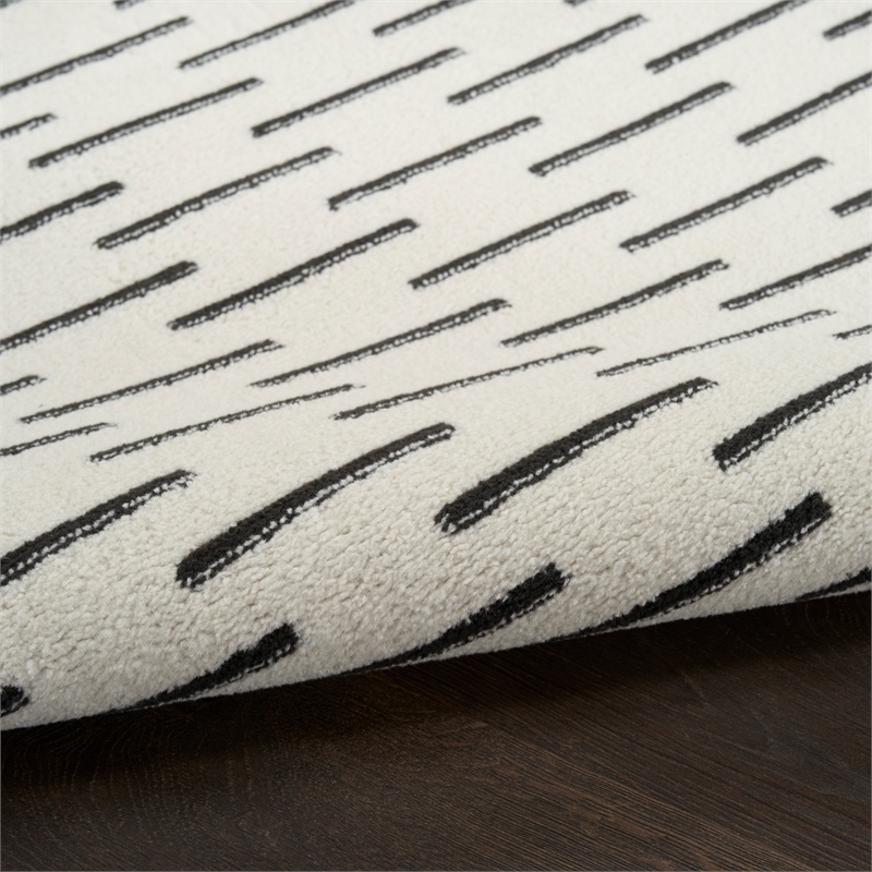 Nourison Nordic 4' x 6' Ivory Black Fabric Area Rug
