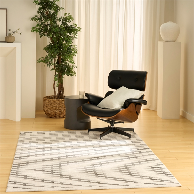 Nourison Nordic 4' x 6' Ivory Black Fabric Area Rug