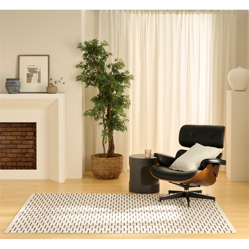 Nourison Nordic 4' x 6' Ivory Black Fabric Area Rug