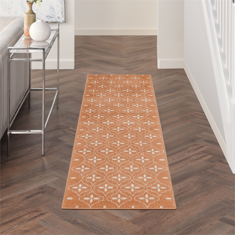 Nourison Essentials 8' Runner Copper Fabric Area Rug