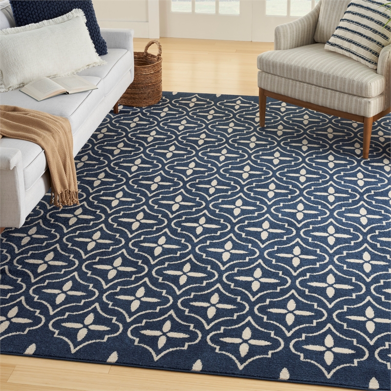 Nourison Essentials 5' x 7' Navy Ivory Fabric Area Rug