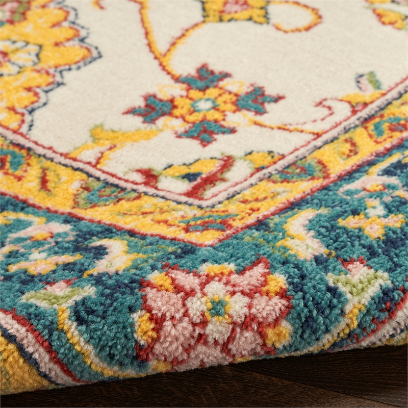 Nourison Essentials 8' Runner Ivory Gold Fabric Area Rug