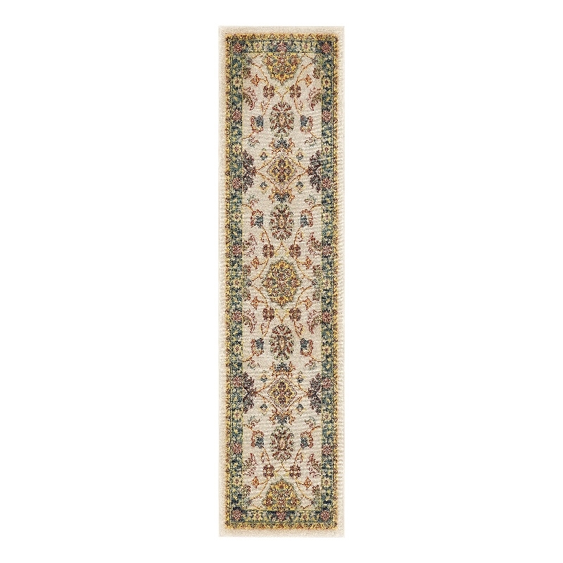 Nourison Essentials 8' Runner Ivory Gold Fabric Area Rug
