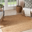 Nourison Natural Jute 5' x Square Bleached Fabric Area Rug