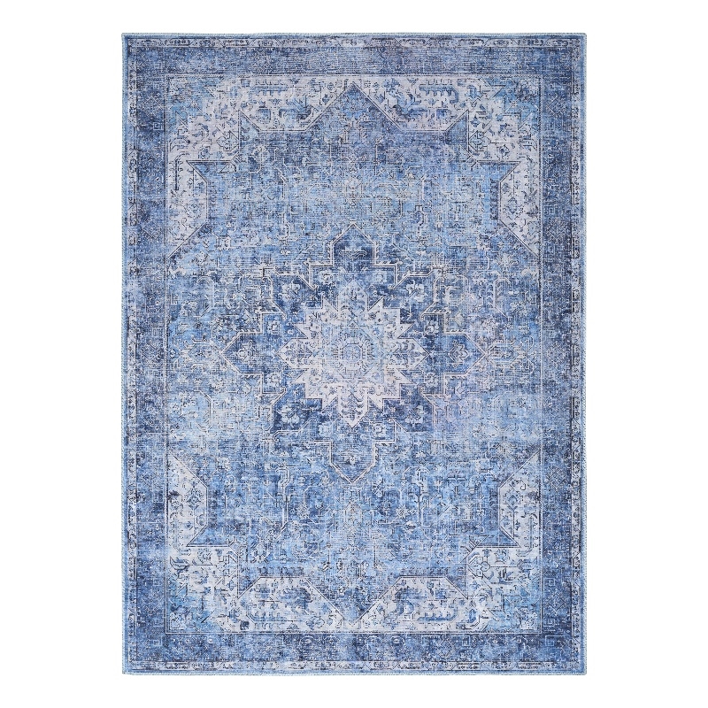 Nourison Washables 4' x 6' Blue Fabric Area Rug