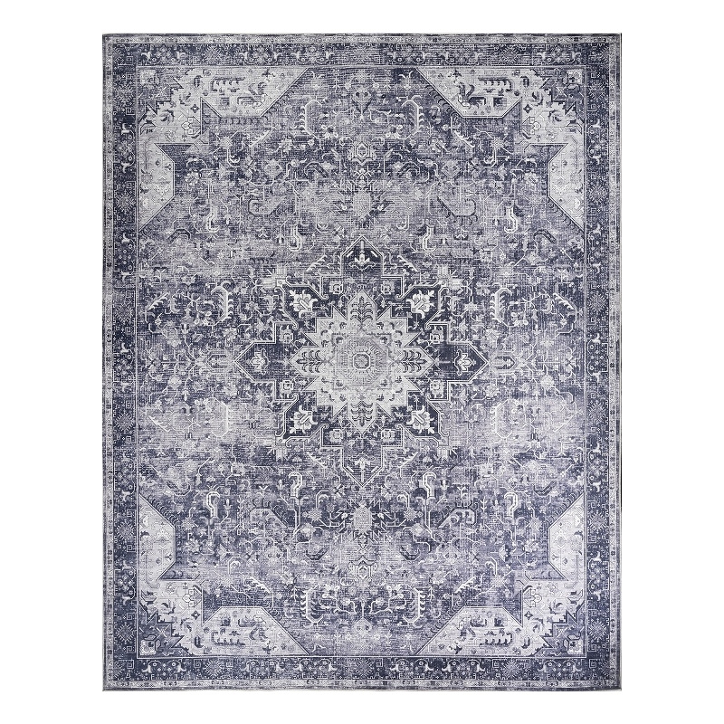 Nourison Washables 9' x 12' Charcoal Gray Fabric Area Rug