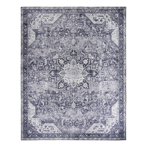 Nourison Washables 9' x 12' Charcoal Gray Fabric Area Rug
