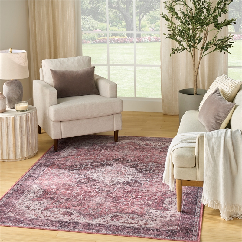Nourison Washables 4' x 6' Red Fabric Area Rug