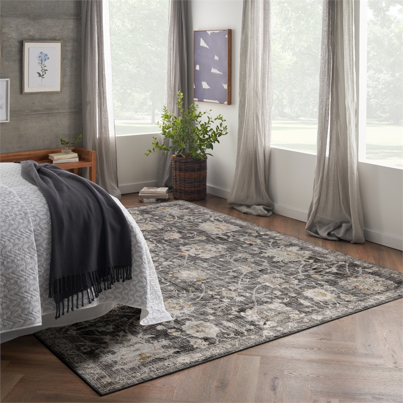 Nourison Oushak Home 10' x 14' Charcoal Fabric Area Rug