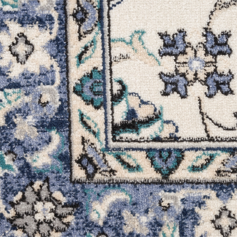 Nourison Essentials 6' Runner Ivory Blue Fabric Area Rug
